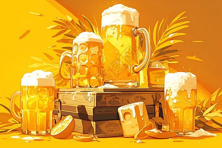金黄的啤酒图片