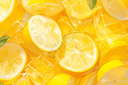 柠檬里的冰块图片