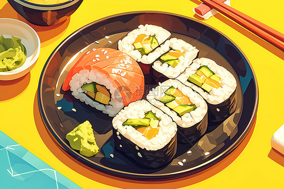 寿司卷插画图片