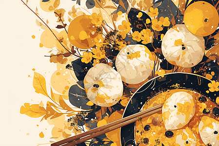 花丛里的饺子背景图片