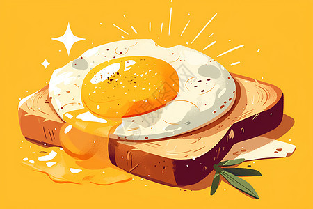 面包上的美味煎蛋图片