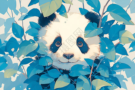 树丛里的熊猫图片