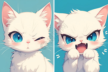 可爱的白猫表情图片