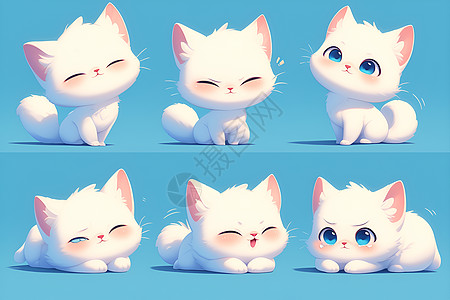 可爱白猫的多种表情图片