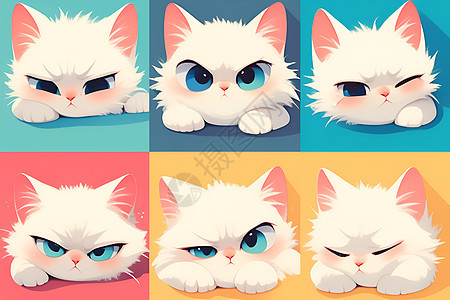 抑郁的小白猫图片