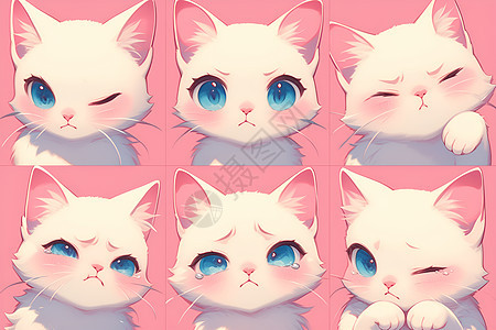 白猫表情系列背景图片