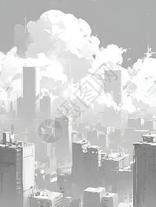 悬浮云中的城市幻境图片