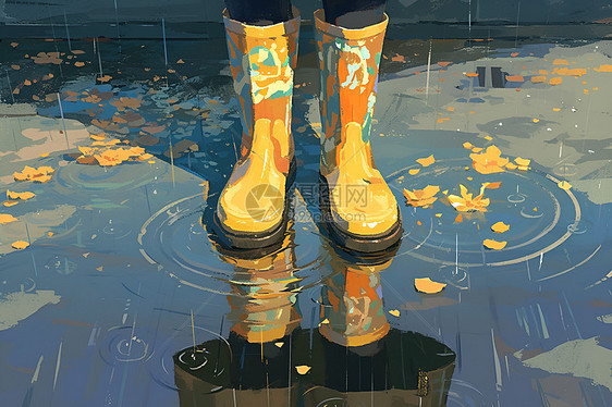 水洼中的靴子图片