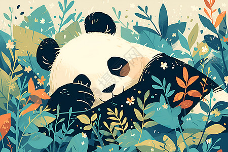 抱竹竹子休息的熊猫图片