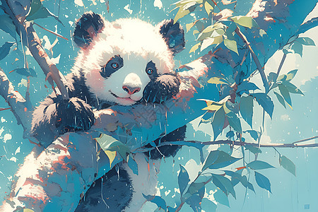 树梢的小熊猫图片