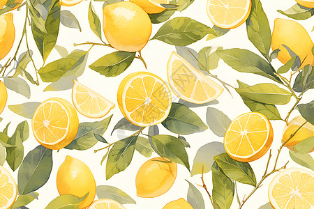水彩拼贴的柠檬图片