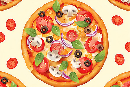 披萨上的番茄图片