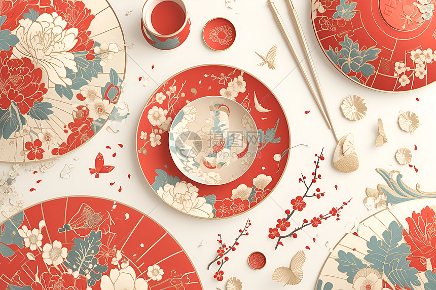 中式的餐具图片