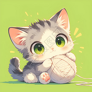 玩毛线球的可爱猫咪高清图片