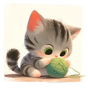 玩毛线球的可爱小猫图片