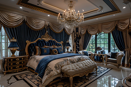欧式奢华的卧室背景图片
