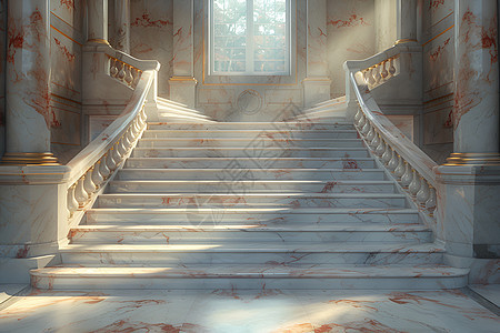 白色的大理石楼梯图片
