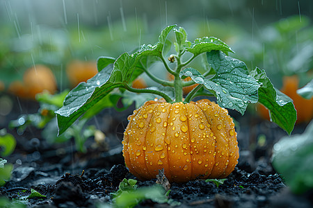 雨中的南瓜地图片