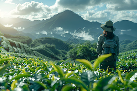 茶农在茶园里图片