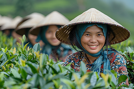 绿茶乐园的茶农背景图片