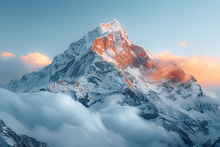 矗立云端的山峰图片