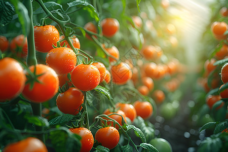 番茄园中丰硕的果实图片