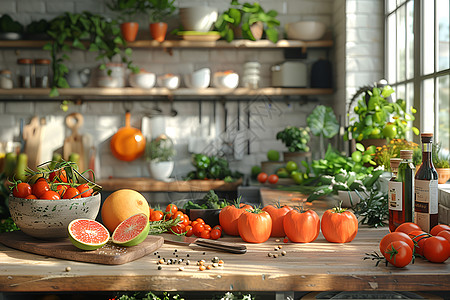 厨房的鲜果蔬菜图片