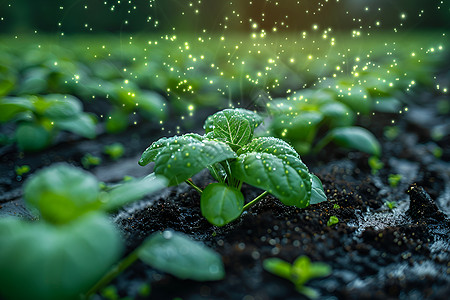 绿色蔬菜的智能科技图片