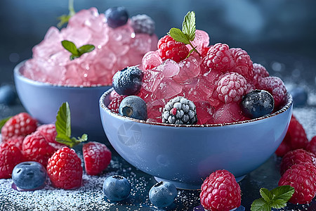 冰爽的浆果刨冰图片