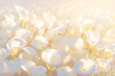 白色睡莲花海图片