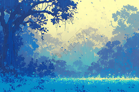 神秘的蓝色森林图片