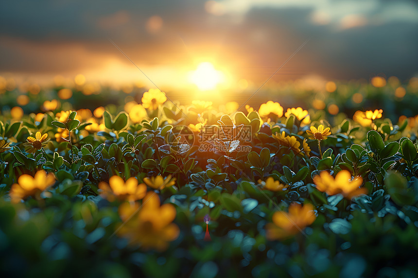 太阳下的美丽花朵图片