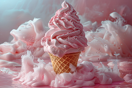 美味诱人的粉色冰淇淋图片