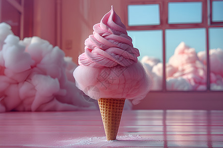 甜筒冰淇淋一个粉色的冰淇淋背景
