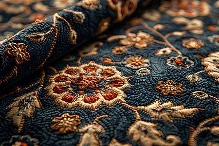 细致刺绣的手工地毯图片