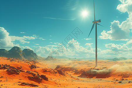 阳光下的风力发电机背景图片