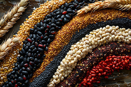 五彩斑斓的豆子小麦图片