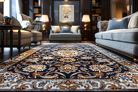 精致客厅的地毯装饰图片