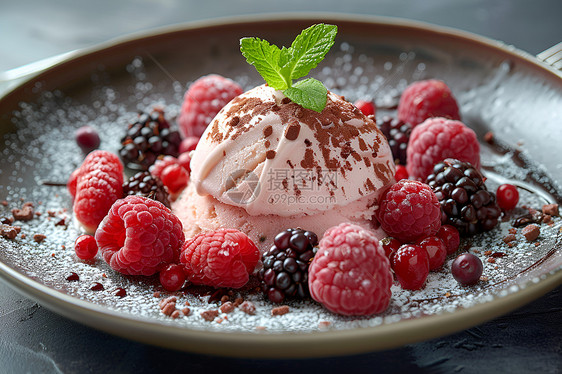 树莓口味冰淇淋图片