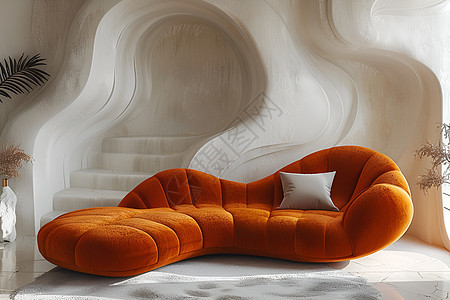 橙色现代躺椅沙发背景图片