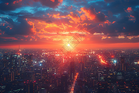 城市的夕阳图片
