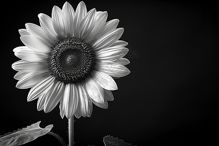 黑白照片中的向日葵花朵图片