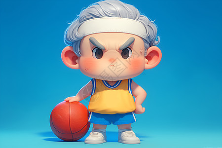 拿着篮球的老年男性背景图片