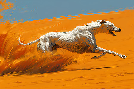 沙漠中奔跑的灰狗图片
