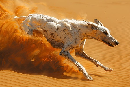沙漠中奔跑的狗图片