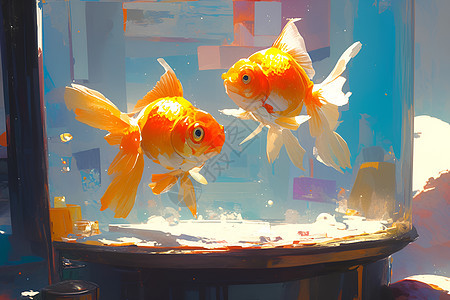 鱼缸里的美丽金鱼图片