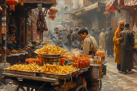 街头贩卖的美食图片
