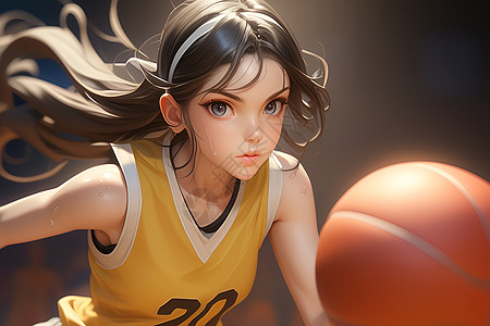 篮球乔丹少女的篮球之旅插画