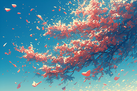 飘落的粉色花瓣图片