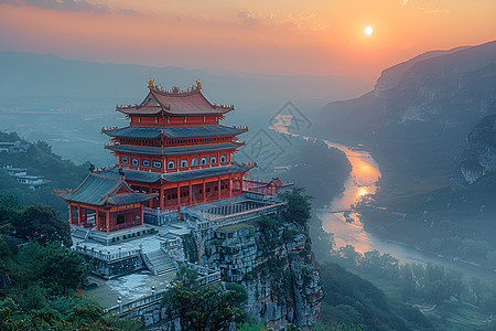 牛首山素材牛首山一座寺庙背景